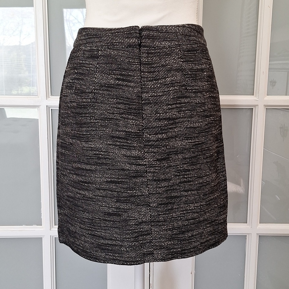 LOFT Heather Black and White Tweed Faux Wrap Skirt - Picture 6 of 16